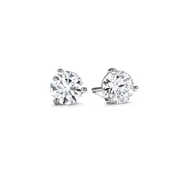 HEARTS ON FIRE 18CT WHITE GOLD THREE PRONG 1.425CT DIAMOND STUD EARRINGS
