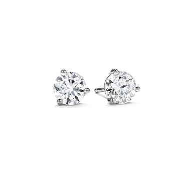 HEARTS ON FIRE 18CT WHITE GOLD THREE PRONG 2.28CT DIAMOND STUD EARRINGS