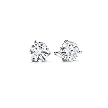 HEARTS ON FIRE 18CT WHITE GOLD THREE PRONG 2.047CT DIAMOND STUD EARRINGS