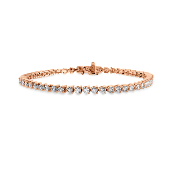 HEARTS ON FIRE 'TEMPTATION' 18CT ROSE GOLD THREE PRONG 3.18CT DIAMOND LINE BRACELET (Image 1)