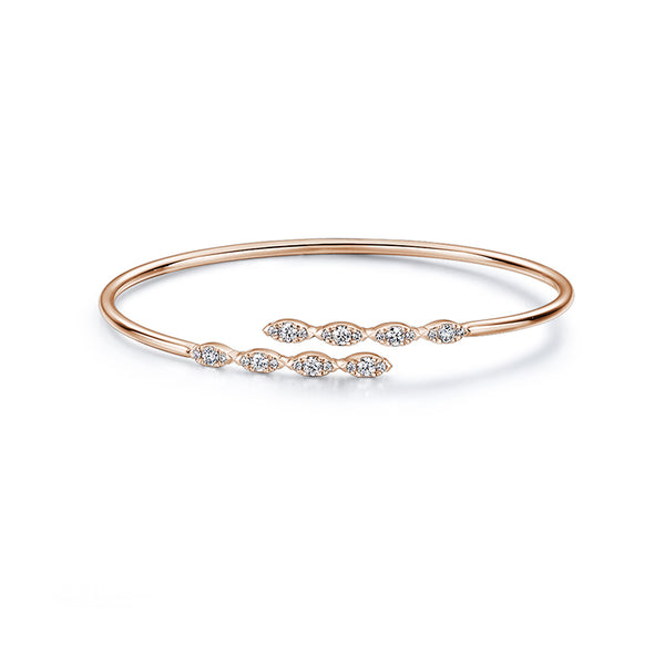 HEARTS ON FIRE 'AERIAL MARQUIS' 18CT ROSE GOLD DIAMOND FLEXI BANGLE (Image 1)