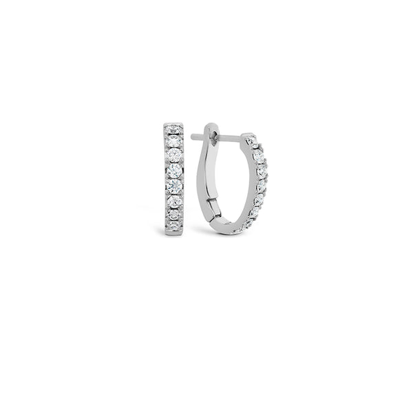 HEARTS ON FIRE 'MINI HOOP' 18CT WHITE GOLD 0.33CT GRADUATED DIAMOND EARRINGS (Image 1)