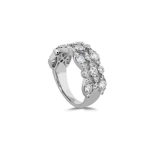 HEARTS ON FIRE 'REGAL' BEZEL SET 18CT WHITE GOLD TRIPLE ROW DIAMOND RING (Image 3)