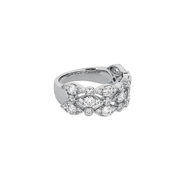 HEARTS ON FIRE 'REGAL' BEZEL SET 18CT WHITE GOLD TRIPLE ROW DIAMOND RING (Image 2)