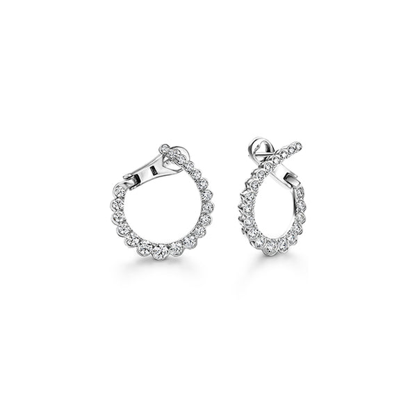 HEARTS ON FIRE 'AERIAL REGAL' 18CT WHITE GOLD SMALL DIAMOND HOOP EARRINGS (Image 1)