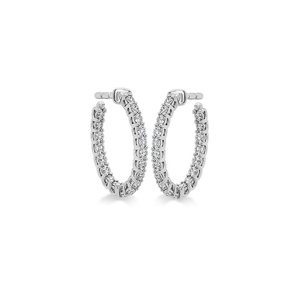 HEARTS ON FIRE 'SIGNATURE' 18CT WHITE GOLD 0.66CT SMALL OVAL DIAMOND HOOP EARRINGS (Image 1)