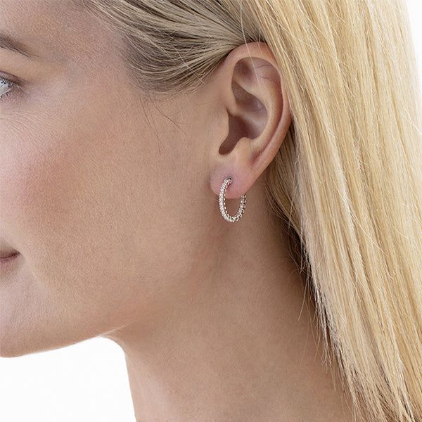 HEARTS ON FIRE 'SIGNATURE' 18CT WHITE GOLD 0.66CT SMALL OVAL DIAMOND HOOP EARRINGS (Image 2)