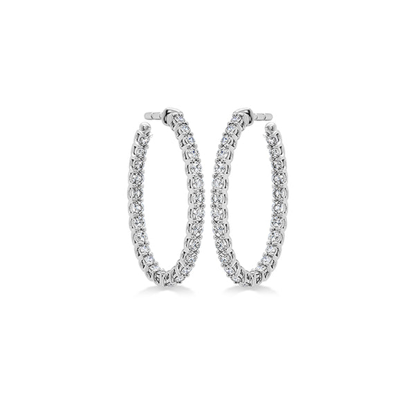 HEARTS ON FIRE 'SIGNATURE' 18CT WHITE GOLD 1.45CT  MEDIUM OVAL DIAMOND HOOP EARRINGS (Image 1)