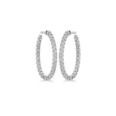 HEARTS ON FIRE 'SIGNATURE' 18CT WHITE GOLD 1.45CT  MEDIUM OVAL DIAMOND HOOP EARRINGS