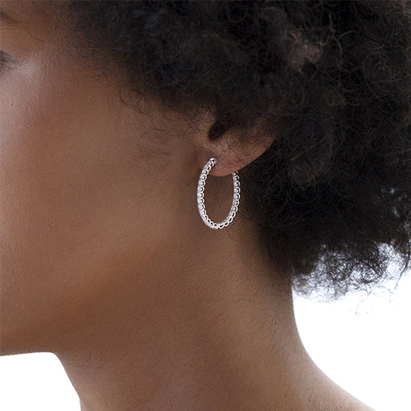 HEARTS ON FIRE 'SIGNATURE' 18CT WHITE GOLD 1.45CT  MEDIUM OVAL DIAMOND HOOP EARRINGS (Image 2)