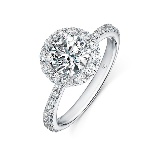 HEARTS ON FIRE 'VELA' 1.71CT DIAMOND HALO PLATINUM RING (Image 2)