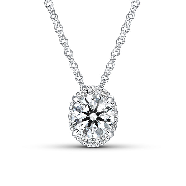 HEARTS ON FIRE 'ELLIPSE' 18CT WHITE GOLD DIAMOND PENDANT (Image 1)