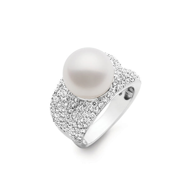 ADORED PEARL RING WITH DIAMONDS (Image 1)