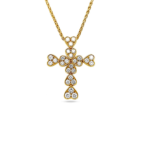 PICCHIOTTI 18CT YELLOW GOLD DIAMOND SET CROSS ON FOXTAIL CHAIN (Image 3)