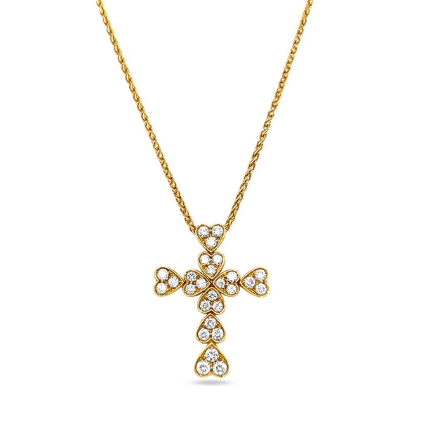 PICCHIOTTI 18CT YELLOW GOLD DIAMOND SET CROSS ON FOXTAIL CHAIN (Image 2)