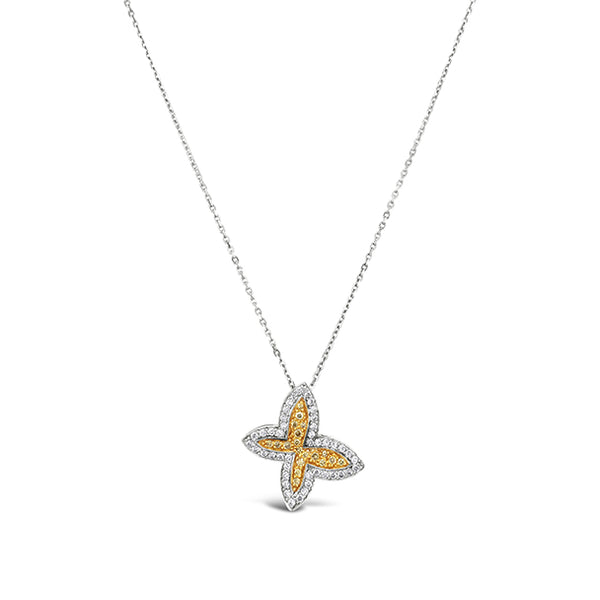 18CT YELLOW GOLD AND WHITE GOLD FANCY INTENSE YELLOW DIAMOND BUTTERFLY NECKLACE (Image 2)