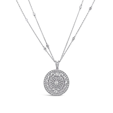18CT WHITE GOLD DIAMOND 'LEAF' MOTIF PENDANT