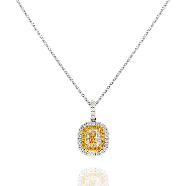 PLATINUM & 18CT YELLOW GOLD FANCY YELLOW DIAMOND PENDANT