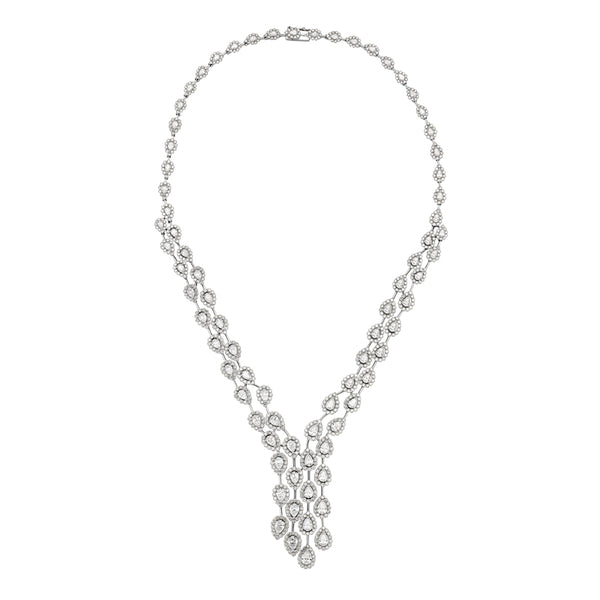 PLATINUM CASCADING DIAMOND HALO NECKLACE (Image 1)