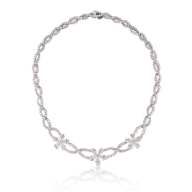 NEW ITALIAN ART 18CT WHITE GOLD DIAMOND NECKLACE