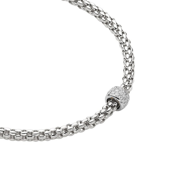 FOPE 'SOLO' 18CT WHITE GOLD PAVE SET DIAMOND RONDELLE NECKLACE (Image 1)