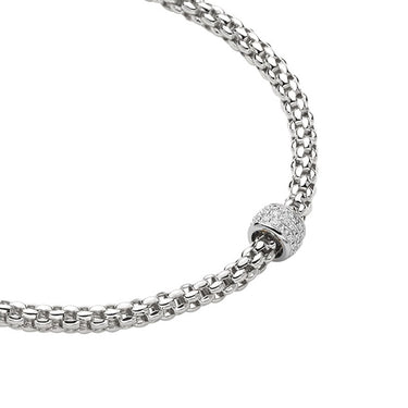 FOPE 'SOLO' 18CT WHITE GOLD PAVE SET DIAMOND RONDELLE NECKLACE