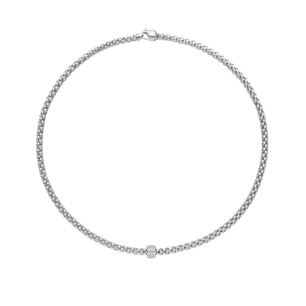 FOPE 'SOLO' 18CT WHITE GOLD PAVE SET DIAMOND RONDELLE NECKLACE (Image 2)