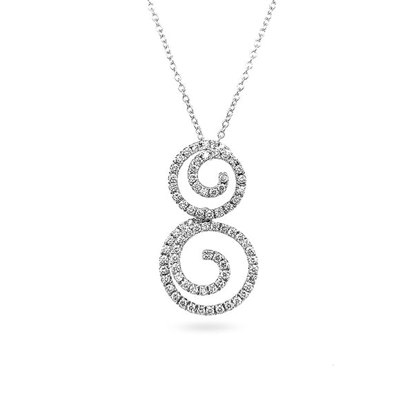 NEW ITALIAN ART 'SPIRAL' 18CT WHITE GOLD DIAMOND NECKLACE (Image 1)