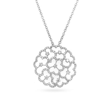 NEW ITALIAN ART 'FLORAL' 18CT WHITE GOLD DIAMOND NECKLACE