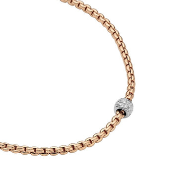 FOPE 'EKA' 18CT ROSE GOLD AND 18CT WHITE GOLD PAVE SET DIAMOND RONDELLE NECKLACE