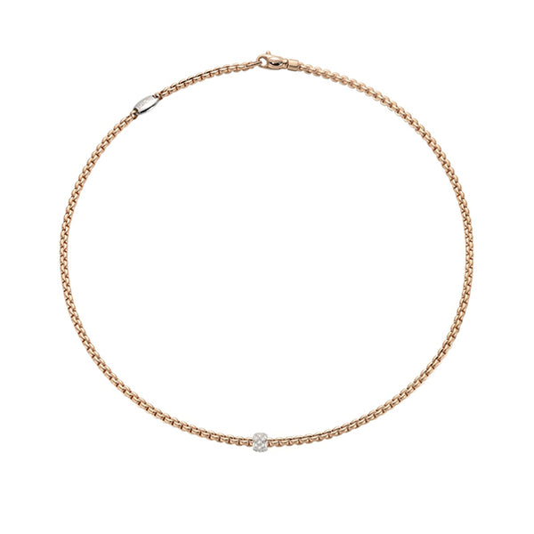FOPE 'EKA' 18CT ROSE GOLD AND 18CT WHITE GOLD PAVE SET DIAMOND RONDELLE NECKLACE (Image 2)