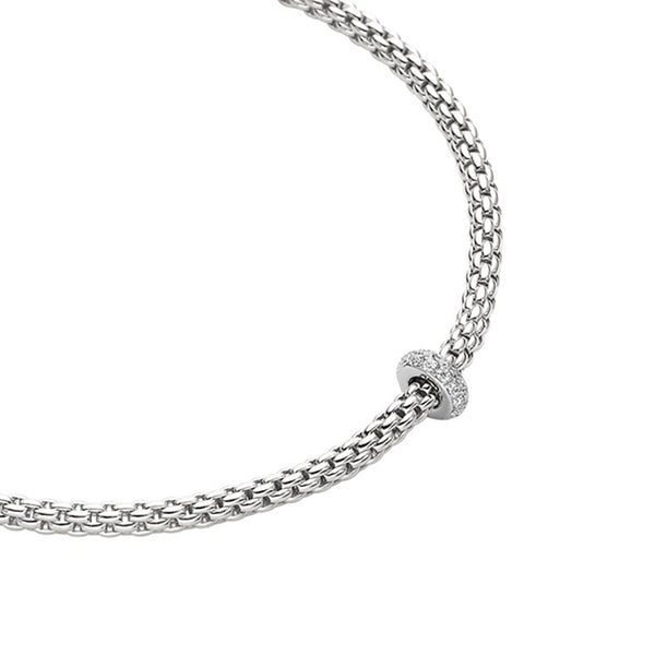 FOPE 'PRIMA' 18CT WHITE GOLD PAVE SET DIAMOND RONDELLE NECKLACE (Image 1)