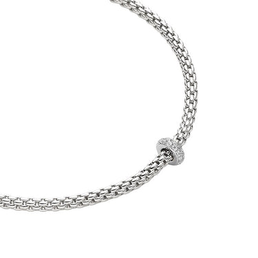 FOPE 'PRIMA' 18CT WHITE GOLD PAVE SET DIAMOND RONDELLE NECKLACE