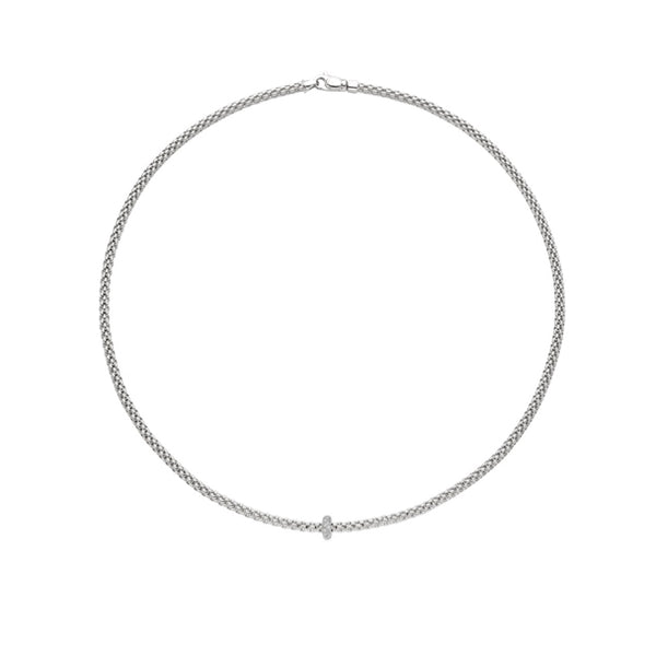 FOPE 'PRIMA' 18CT WHITE GOLD PAVE SET DIAMOND RONDELLE NECKLACE (Image 2)