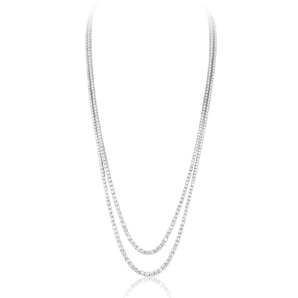 PICCHIOTTI 18CT WHITE GOLD 27.64CT DOUBLE STRAND DIAMOND LINE NECKLACE (Image 1)