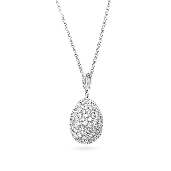 NEW ITALIAN ART 18CT WHITE GOLD EGG-SHAPED DIAMOND NECKLACE (Image 3)