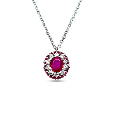 NEW ITALIAN ART 18CT WHITE GOLD RUBY AND DIAMOND PENDANT