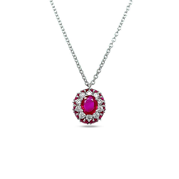 NEW ITALIAN ART 18CT WHITE GOLD RUBY AND DIAMOND PENDANT (Image 3)