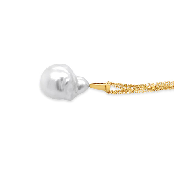 18CT YELLOW GOLD SOUTH SEA BAROQUE PEARL DROP PENDANT (Image 2)