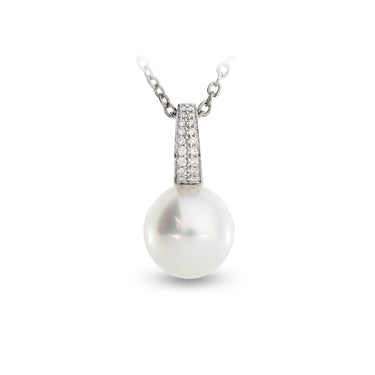 AUTORE 18CT WHITE GOLD SOUTH SEA PEARL AND DIAMOND DROP PENDANT