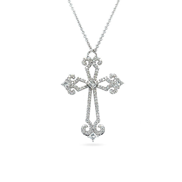 18CT WHITE GOLD DIAMOND CROSS (Image 1)