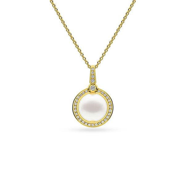 KAILIS 18CT YELLOW GOLD AUSTRALIAN SOUTH SEA PEARL AND DIAMOND PENDANT (Image 1)