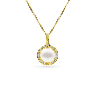 KAILIS 18CT YELLOW GOLD AUSTRALIAN SOUTH SEA PEARL AND DIAMOND PENDANT