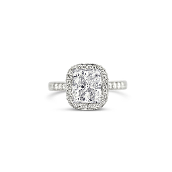 PLATINUM 2.14CT CUSHION CUT CLAW SET GRACE RING (Image 1)