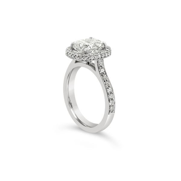 PLATINUM 2.14CT CUSHION CUT CLAW SET GRACE RING (Image 2)