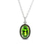 18CT WHITE GOLD, GREEN PERIDOT PENDANT WITH BLACK AND WHITE DIAMONDS (Thumbnail 2)