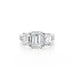 18CT WHITE GOLD THREE STONE EMERALD CUT RING WITH DIAMOND SET BAND (Thumbnail 1)