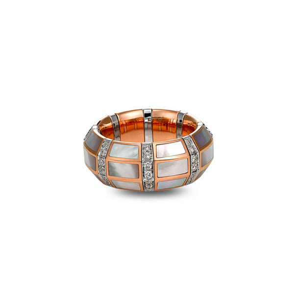 PICCHIOTTI 'XPANDABLE' 18CT WHITE AND ROSE GOLD DIAMOND AND MOTHER OF PEARL RING (Image 1)