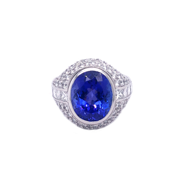 8.10CT OVAL CUT TANZANITE AND DIAMOND DRESS RING (Image 2)