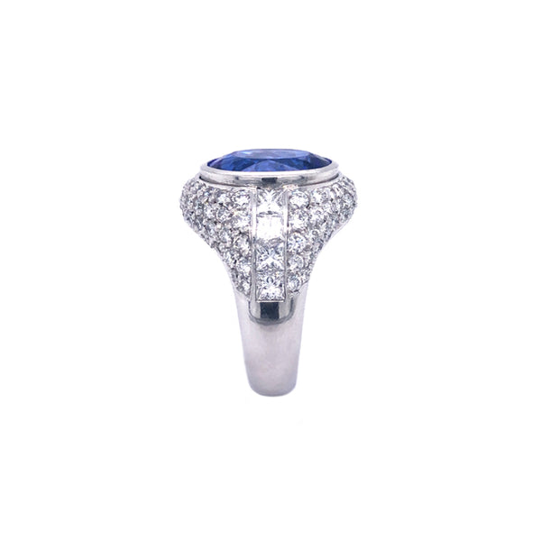 8.10CT OVAL CUT TANZANITE AND DIAMOND DRESS RING (Image 4)